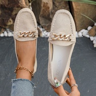 Giày lười xích nữ mùa xuân mới, giày lười Penny Loafer da mềm của Anh