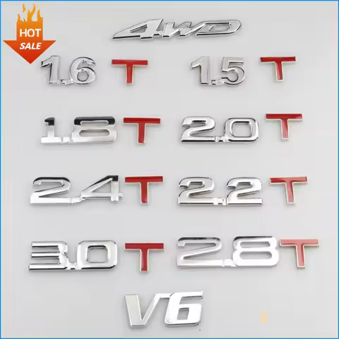 Newest Car 3D Metal Logo Sticker 1.3T 1.4T 1.5T 1.6T 1.8T 2.0T 2.2T 2.4T 2.5T 2.8T 3.0T High-End Car