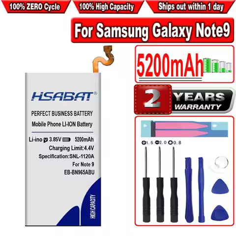 HSABAT 5200mAh EB-BN965ABU Battery for Samsung Galaxy Note9 Note 9 N960U SM-N9600 SM-N960F N9600 SM-