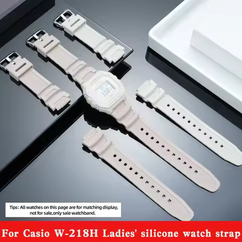 For Casio W-218H Women Student Watch Band W218H Waterproof Soft Silicone Rubber Watch Strap Replacem