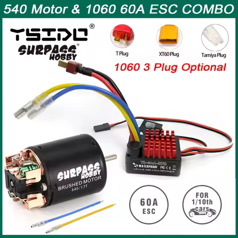 SURPASS HOBBY Combo 540 Brushed Motor 13T 17T 21T 23T 27T 35T 45T 55T 80T with 60A ESC for 1/10 RC O