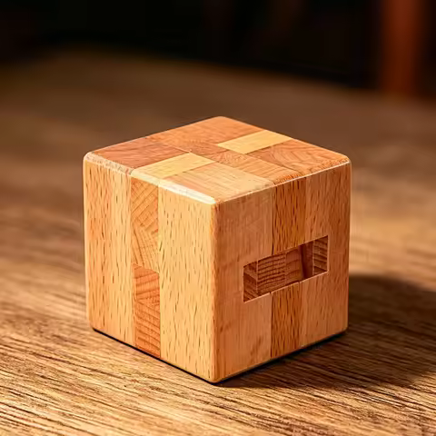 Wooden Luban Lock Cube Puzzles Square 3D Brain Teasers For Kids & Adults Mind IQ Logic Challenge Rom