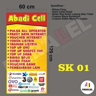 SPANDUK KONTER STAND, PLANG BANNER KONTER PULSA