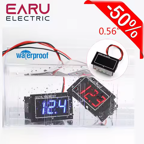 Waterproof Digital Voltmeter DC 2.5-30V 5-130V 0.56 Inch LED Voltage Meter Tester for Car Motorcycle
