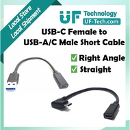 UFTECH USB-C Female to USB-A/USB-C Male USB3.0/3.1 Right Angle/Straight Short Cable 20cm