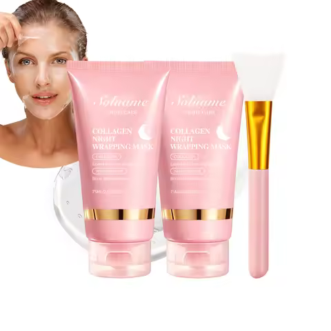 2Pcs Collagen Night Wrapping Mask Peel Off Overnight Collagen Face Mask Niacinamide, Sleeping Mask w