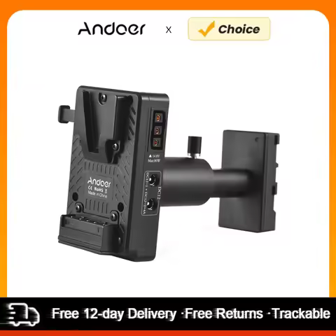 Andoer V-Lock V Mount Battery Plate to BP-U Dummy Battery Adapter with Adjustable Rod Replacement fo