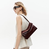 [Qi Wei Same Style] Fabrique Oil Wax Cowhide Retro Cross-body Armpit Bag Clutch Bag Small Square Bag