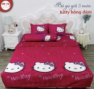 Bộ chăn ga hè thu cotton 16-2m - bộ chăn ga 5 món - bộ drap cotton - bộ chăn ga vỏ gối trải giường k
