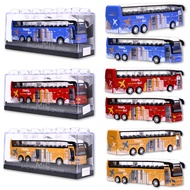 Diecast Miniature Bus Transporter Bus with acrylic packaging that can be arranged for display.