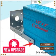 T Rex DIY New Upgrade C Channel Wall Mount L Bracket / L Connector Roofing L Bracket / Tapak Besi L