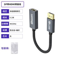 DP轉HDMI母視頻線電腦顯卡顯示器連接線金屬編織4K30Hz高清轉接線