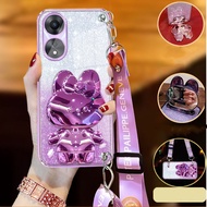 Casing OPPO A58 A78 4G 5G A58X A18 A38 4G A98 A1 Pro A1 5G A79 A2 5G Electroplating Glitter 3D Rabbi