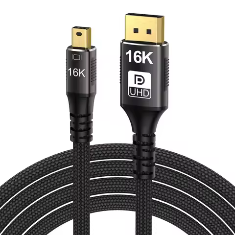 Mini DP to DP 2.1 Cable 16K@60Hz 8K@120Hz 80Gbps DSC Bi-Directional Mini DisplayPort to Display Port