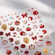 Cute Cute Red Apple 3D Embossed Manicure Three-Dimensional Sticker Cartoon Bow Knot Lovely Adhesive 