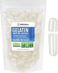 Capsules Express- Size 0 Clear Empty Gelatin Capsules 1000 Count - Kosher and Halal - Pure Gelatin P