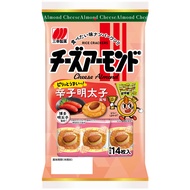 Popular [Delivered from Japan] Cheese Almonds Pepper Mentaiko Flavor (14 pieces) Crisp and soy sauce-flavored rice crackers topped with cheese and almonds with the spicy taste of mentaiko. It is a flavor that was selected as the first place in the custome