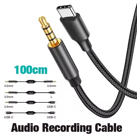 3.5mm To USB C 3.5 L Audio Cable Bidirectional Transcriber Internal Recording Aux Adapter For Mobile