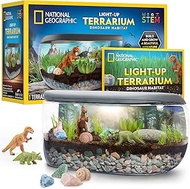 NATIONAL GEOGRAPHIC Light Up Terrarium Kit for Kids - Dinosaur Terrarium Kit for Kids, Build &amp; Grow a Dinosaur Habitat with Real Plants, Fossils &amp; More, DIY Science Kit, Arts and Crafts for Kids