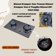 Rinnai Kompor Gas Tanam Rinnai Kompor Gas 2 Tungku Rinnai RB-712/3N (GB) Kompor Kaca Kompor Tanam 2 Tunggku Kompor Rinnai Kompor Paket Komplit Dengan Regulator Kompor Tanam Original