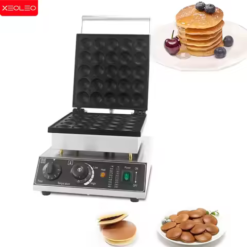 XEOLEO Electric 25 Holes Mini Hot Cakes Machine 1750W Mini Pancake Maker Poffertje Grill Machine Dor