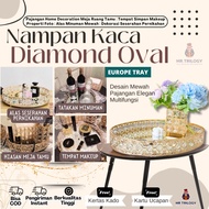 Europe Tray Glass Tray DIAMOND OVAL Home Decoration Display Tray Wedding Gift Decoration