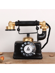 1個復古樹脂電話模型裝飾,古董風格桌上裝飾品同時適用於客廳家居裝飾