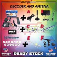 ORIGINAL 100% DVBT2 DECODER FULLSET + ANTENA MYFREEVIEW HDTV DVBT2 MALAYSIA CHANNEL TV DTV DEKODER M