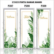 TROPICAL LEAF MOTIF TOILET DOOR STICKER - BATHTOOM STICKER