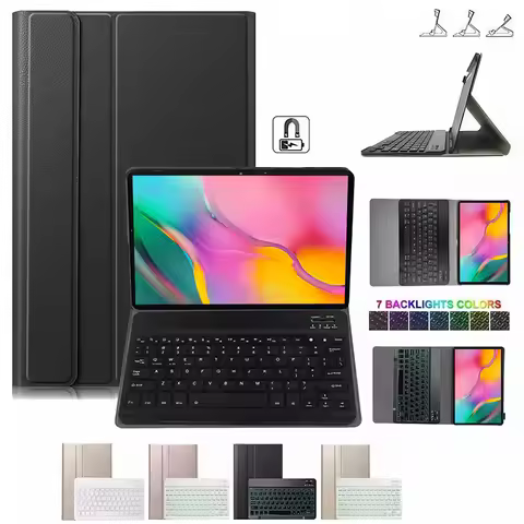 Keyboard Case For Samsung Galaxy Tab A 10.1 Inch 2016 SM-T580/T585 Backlight Detachable Keyboard Wit