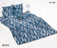 ผ้าปูที่นอนโตโต้ TOTO ขนาด 3.5ฟุต 5 ฟุต และ 6 ฟุต ฝ้ายผสม 40% รหัสสินค้า TT739 ลายใบไม้ สีน้ำงิน ขาว สำหรับที่นอนสูง 10 นิ้ว