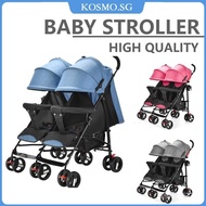 KOSMO Kids Stroller Baby Twin Stroller Can Sit and Lie Newborn Baby Stroller Umbrella Car Double Child Stroller Super Portable Folding