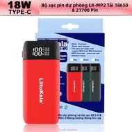 LiitoKala Lii-MP2 Dual Bay Sạc Cho 18650/21700 Với QC3.0 PD3.0 Power Bank Chức Năng Màn Hình Hiển Th