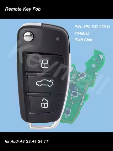 KEYECU 8P0837220D Flip Remote Car Key With 3 Buttons 434MHz ID48 Chip Fob for Audi A3 S3 A4 S4 TT 20