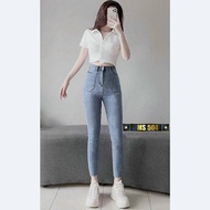 High-waisted women's jeans, high-quality blue women's jeans MS888