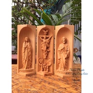 Catholic Altar - Mini Wooden Altar Set of Mother Lo Duc, giuse & Lord Triumph 15cm high - Catholic g