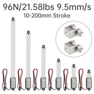 10-200mm Stroke Mini Electric Linear Actuator 12V 9.5mm/s 96N/21.58lbs Electric Reciprocating Liftin