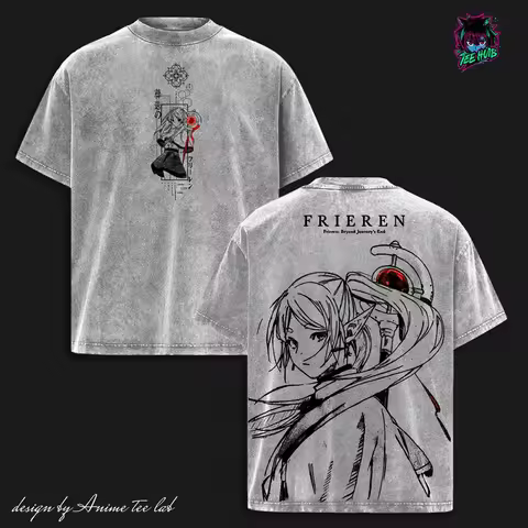 Hot Anime Frieren Beyond Journey's End Graphic Tee Men Women Clothing Washed Cotton Tshirt Casual Lo