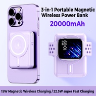 Portable Magnetic Wireless Power Bank 20000mAh PD 20W Fast Charging Built in Dual-Cable Powerbank With Digital Display