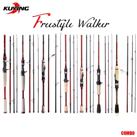 KUYING-FREESTYLE COMBO Lure Fishing Rod, Casting Spinning, Ultra Light, Medium, 4 Sections, Mini Poc