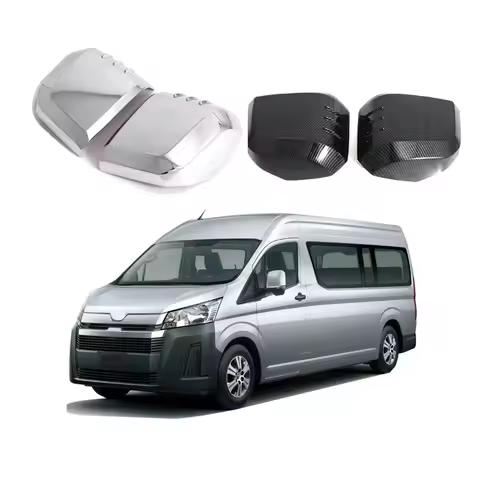 ABS Chrome Carbon Fiber Side Mirror Cover Trim Rear View Cover For Toyota Hiace 2019-2026 300 Series