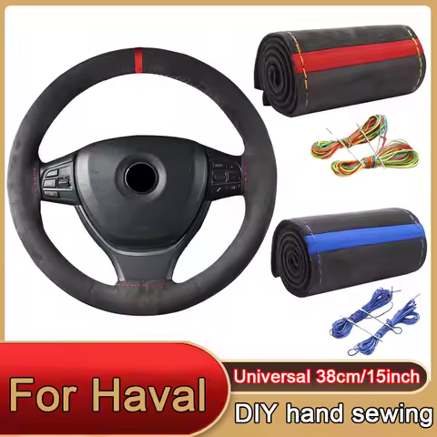 38cm Car Steering Wheel Cover Suede Leather Braid Cove For Haval Hover H1 H4 H6 H7 H9 F5 F7 H2S GMW 