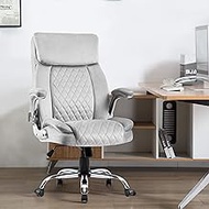HOMYEDAMIC Velvet Ergonomic Office Chair, Adjustable Arms Wide Managerial Executive Home Desk Computer Chair Big and Tall with High Back Lumbar Support Wheels Comfortable(7013-Grey1)