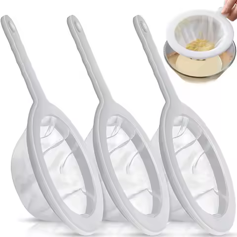 100/200/400 Mesh Washable Nylon Ultra Fine Filter Mesh Strainer Spoon Sieve Soy Milk Juice Coffee Te