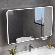 Thickened Alumimum Smart Rounded Mirror Cabinet Separate Bathroom Wall-Mounted Curved Bathroom Storage Organizer Touch Mirror