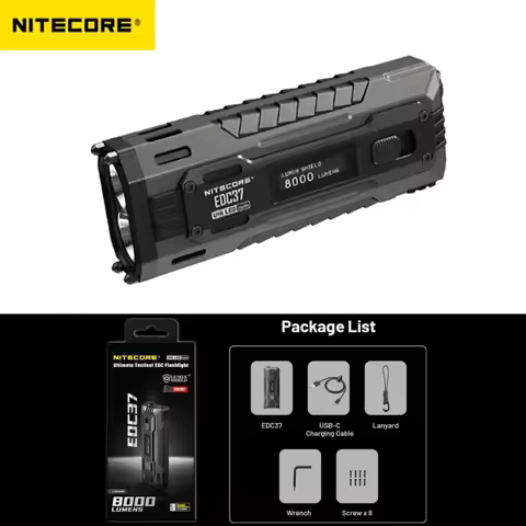 NITECORE EDC37 Torch OLED Display 8000 Lumens USB-C Rechargeable Fast Charging Tactical EDC Flashlig