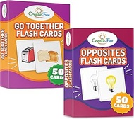 Go Together and Opposites Flash Cards Set | 200 Matching Educational Photo Cards | 7 Starter Learnin