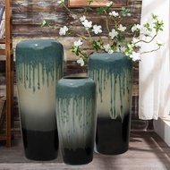 S/🌔Ceramic Floor Vase Home Decoration Color Glaze Ceramic Three-Piece Set Hotel Ornaments Flowerpot and Flower Vase Fact