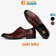 Giày tây nam oxford công sở G102 giày nam da bò nappa cao cấp màu nâu có dây buộc mặt trơn không hoạ