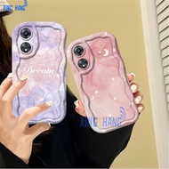 Casing hp Oppo A18 A38 A17 A16 A58 A78 A17K A15 A5S A5 A77s A31 A16S A52 A1K A95 A54 A57 A7 A12 A3S A16K A74 A53 A54S A1K F9 A11K Pink Purple Smudged Wavy Edge Mobile Phone Case XinShang